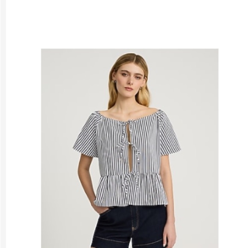 Express Black and White Striped Blouse